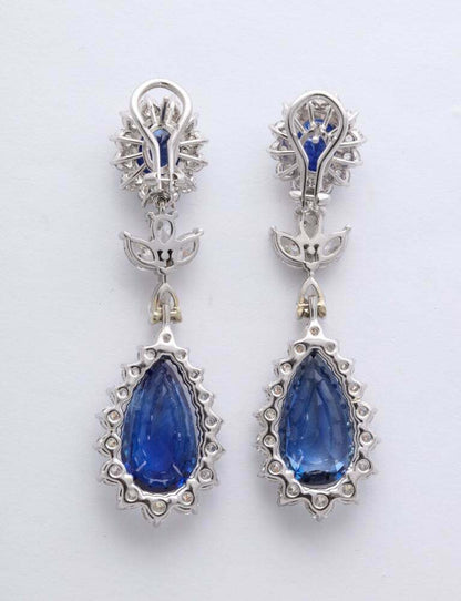 Blue Sapphire and Diamond Drop Earrings