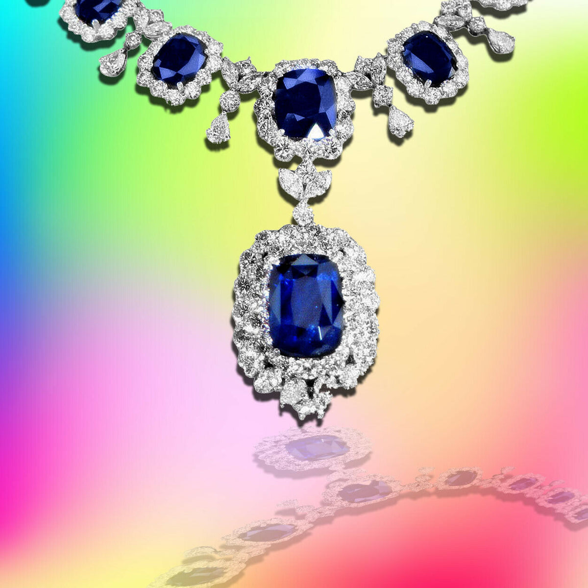 GIA CERTIFIED 14 CUSHION SHAPE 17.48 CT CENTER SAPPHIRE WITH NATURAL DIAMOND