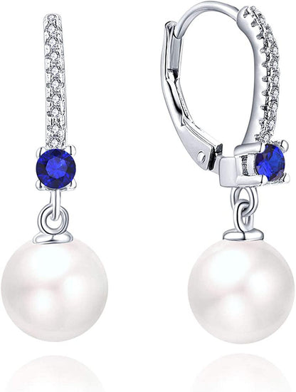 JO WISDOM 925 Sterling Silver Freshwater Pearl Hoop Earrings with Dangle Real Pe