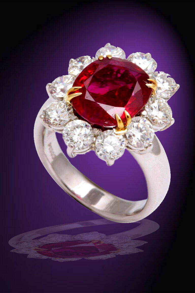 No Heat Burma Ruby Diamond Ring