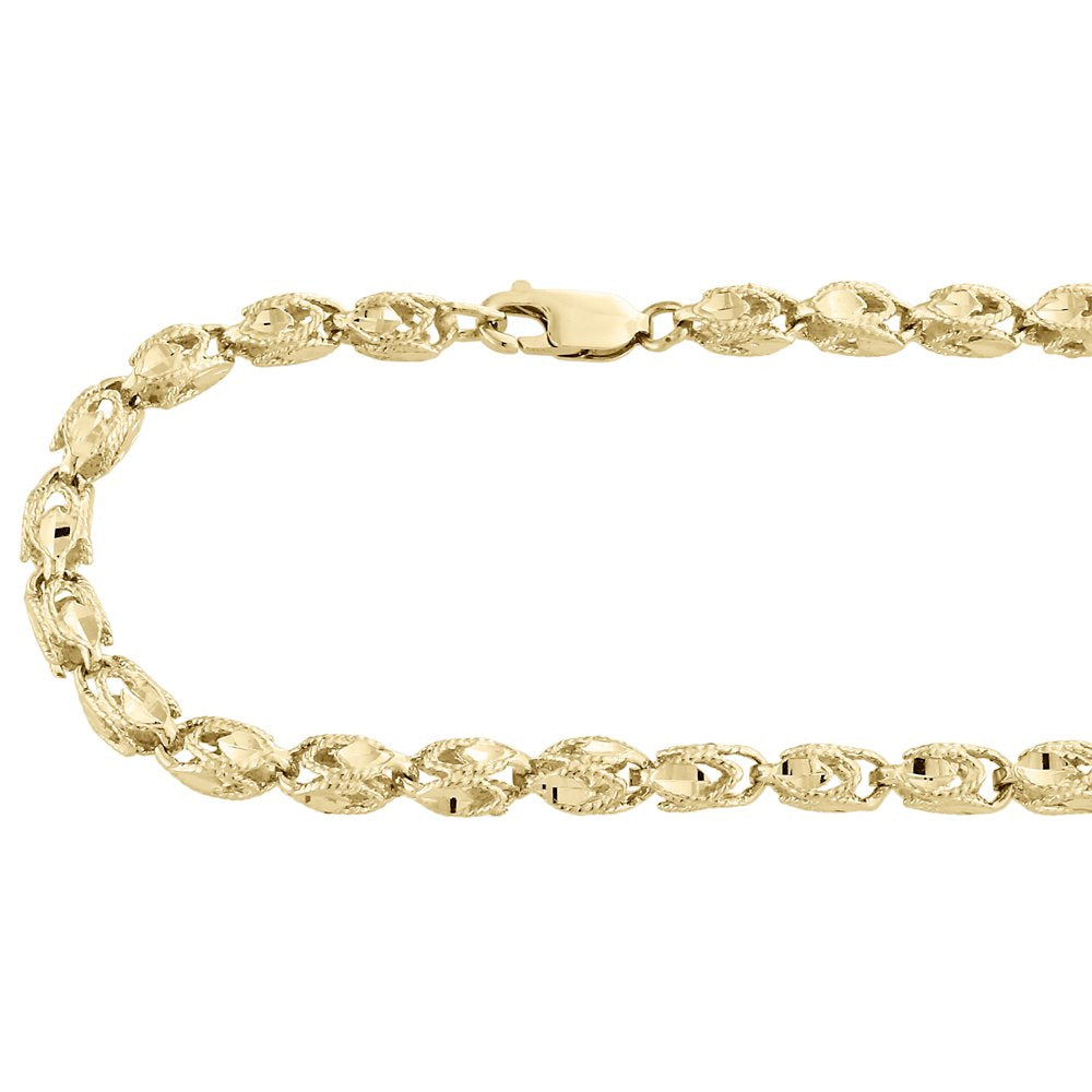 10K Yellow Gold 3D Turkish Rope Fancy Link 3.70Mm Chain Statement Necklace 26"