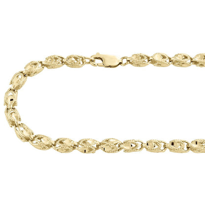 10K Yellow Gold 3D Turkish Rope Fancy Link 3.70Mm Chain Statement Necklace 26"
