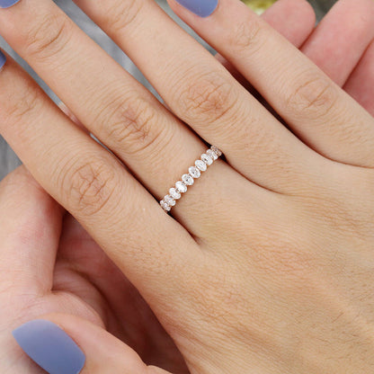 Solid 14K Rose Gold Oval Cut Moissanite Engagement Ring Vintage Full Eternity