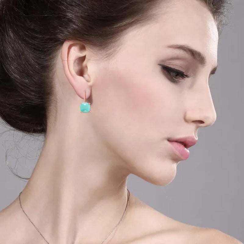 Gem Stone King 925 Silver Rose Gold Plated Sleeping Beauty Turquoise Dangle Earr