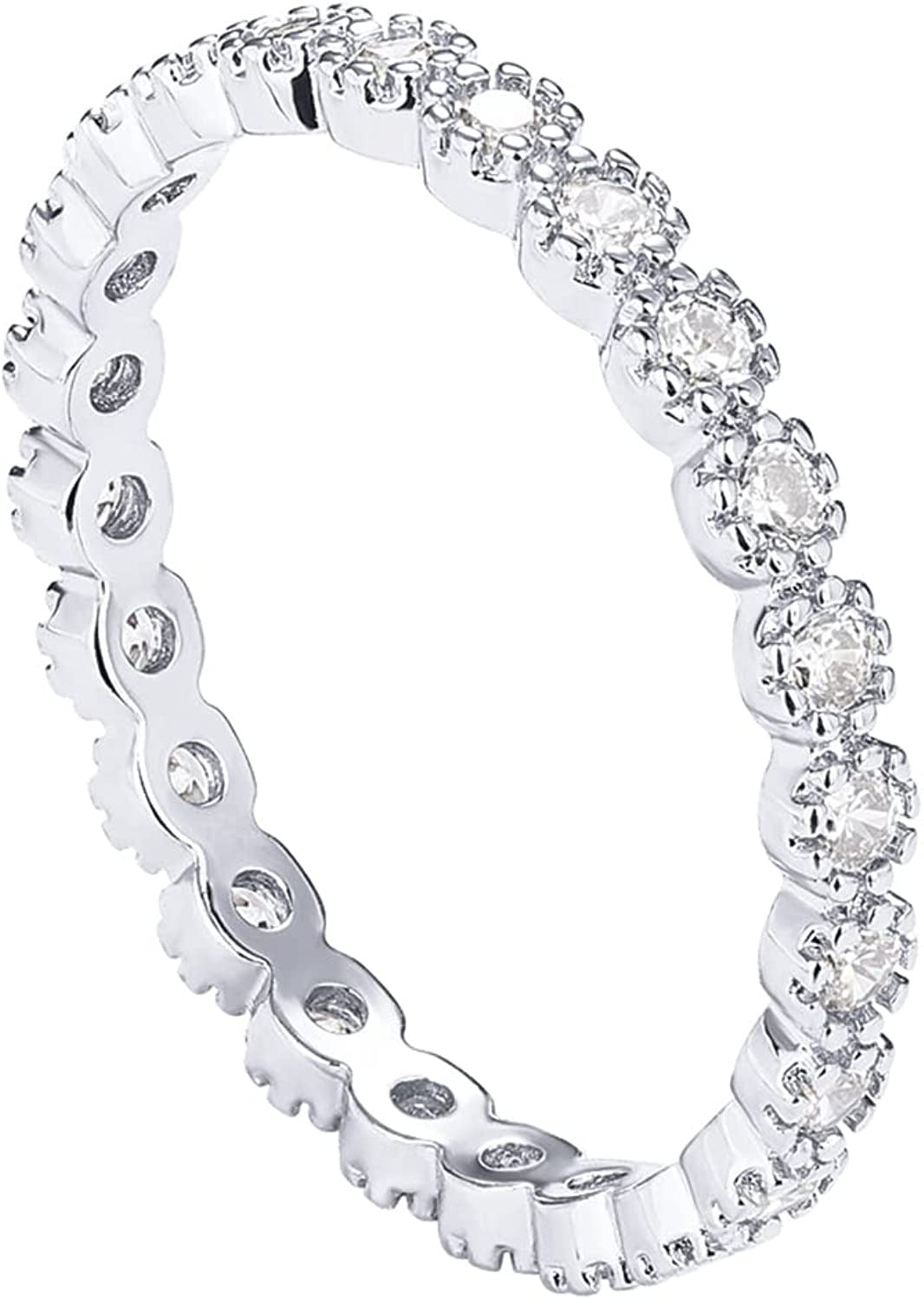 14K Gold Plated Rings Cubic Zirconia Band | Marquise Milgrain Eternity Bands | G