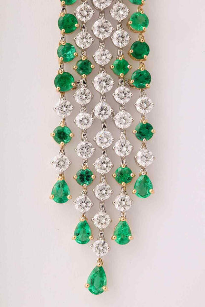 Green Emerald and Diamond Earrings