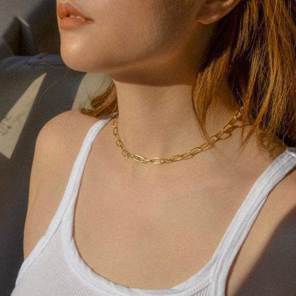 Dainty Gold Choker Necklaces for Women - 14K Gold Plated Handmade Medallion Snak