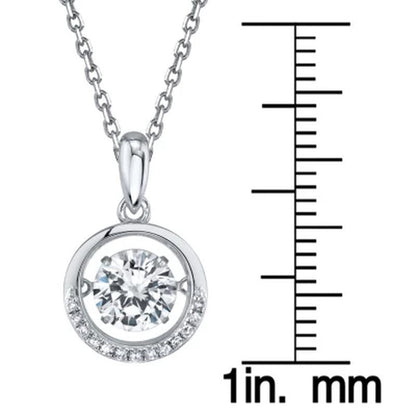 Sterling Silver Dancing Gemstone Circle with 0.05 CT. T.W. Diamonds Pendant