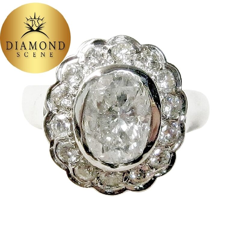 CERTIFIED DIAMOND OVAL SHAPE ROUND BRILLIANT HALO RING
