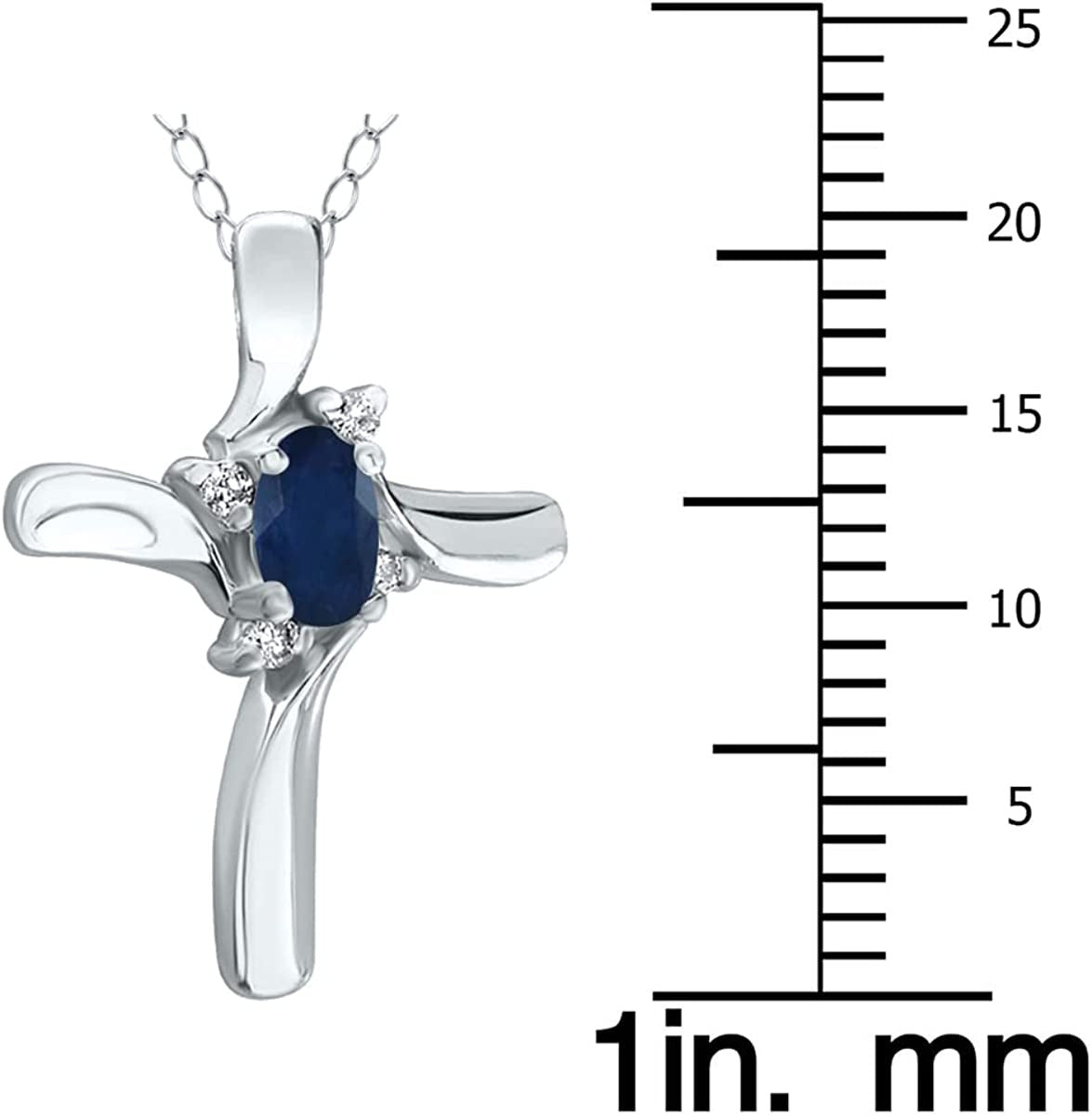 Sapphire and Diamond Cross Pendant 10K White Gold