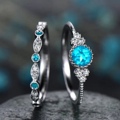 New Trendy 2019 Hot Sale Wedding Rings Set Natural Amethyst Sapphire Ring for Wo