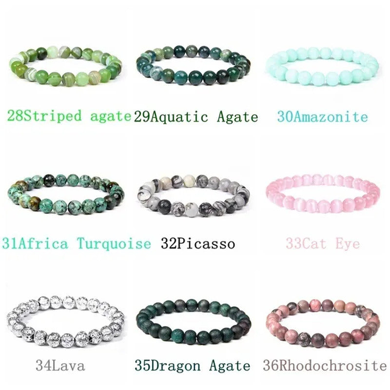 Natural Raw Gemstone Beaded Bracelet Elastic Stretch Crystal Jade Jasper Stone B