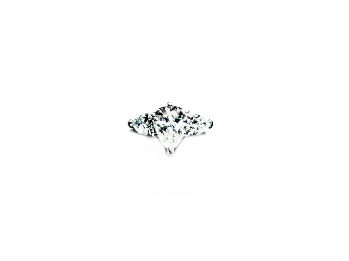 CERTIFIED DIAMOND PEAR SHAPE CENTER SIDE PEAR SHAPE SET ENGAGEMENT RING DIAMOND