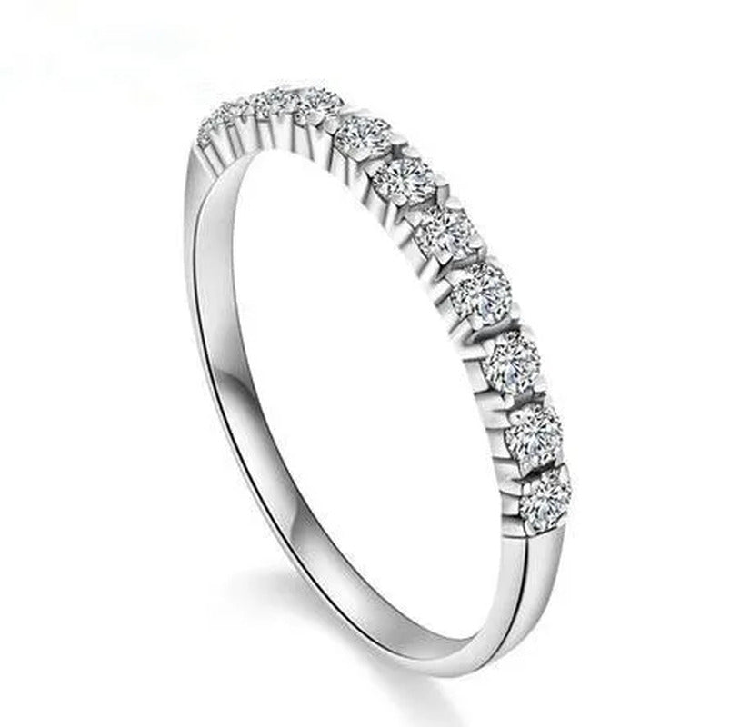 Womens Small Half Eternity Bridal Wedding Band, Stacking Ring, Stackable Band, A