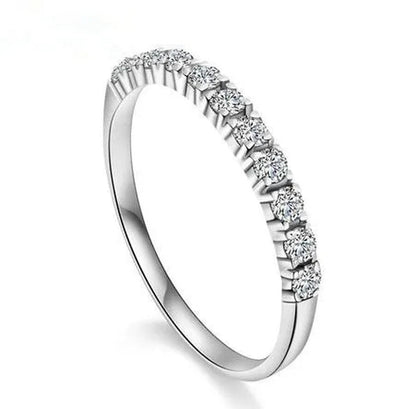 Womens Small Half Eternity Bridal Wedding Band, Stacking Ring, Stackable Band, A