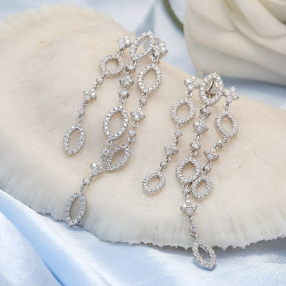 New Fashion Real Solid 10K Gold Moissanite Drop Earrings for Women Elegant