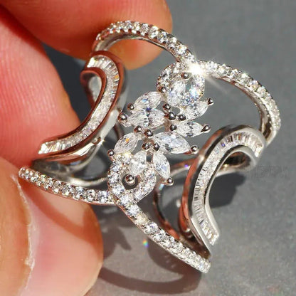 Luxury 925 Silver White Sapphire Rings Natural Gemstones Birthstone Engagement R