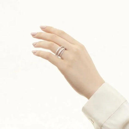 Multilayer Design 925 Sterling Silver Diamond Stacking Ring Engagement Wedding R