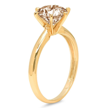 1Ct Brilliant round Cut VVS1 Genuine Conflict Free Brown Champagne Simulated Dia