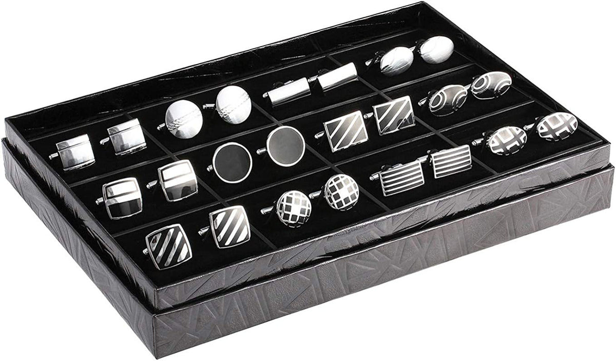 12 Pairs Cufflinks Set Gifts for Men Vintage Wedding Tuxedo Shirt Cuff Links Sil