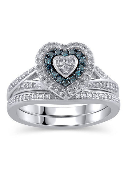 3/8 Carat T.W. Diamond Sterling Silver Bridal Set