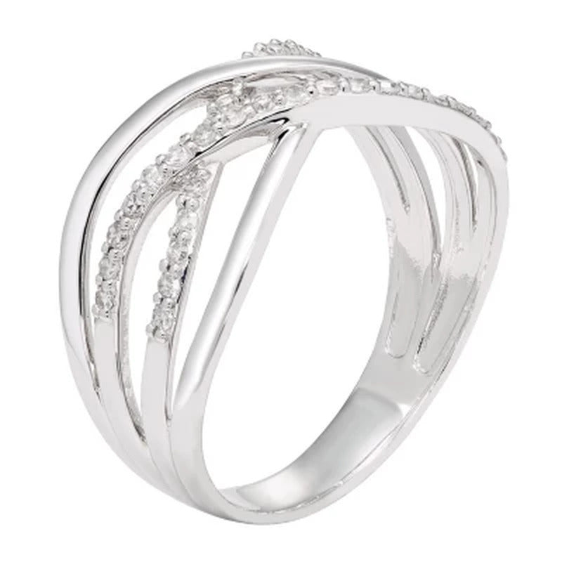 0.20 CT. T.W. Sterling Silver Diamond Overlap Band