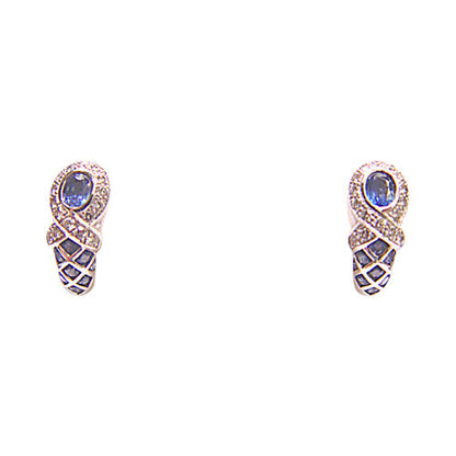 PAIR OF EARRING SET WITH OVAL AND ROUND SHAPE LIGHT BLUE SAPPHIRE ROUND SHAPE
