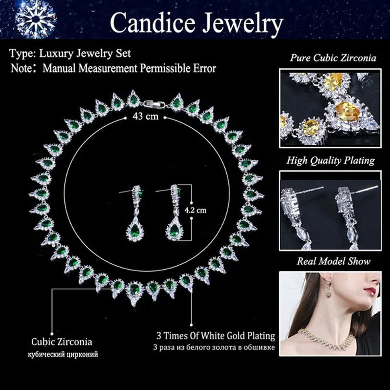 CANDICE Stunning Pave Yellow Citrine Luxury Jewelry Pear Shape CZ Crystal Choker