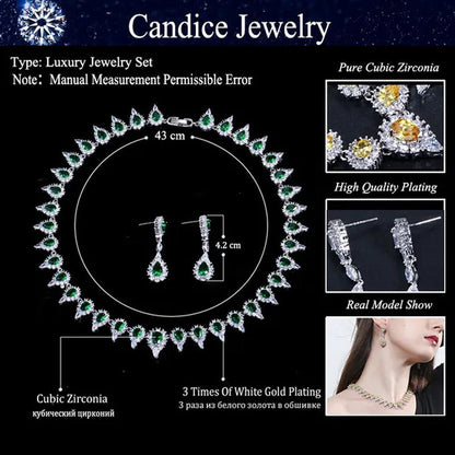 CANDICE Stunning Pave Yellow Citrine Luxury Jewelry Pear Shape CZ Crystal Choker