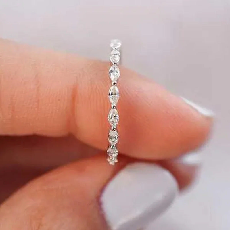 Gorgeous so Simple Shiny Marquise Diamond Ring Exquisite 925 Sterling Silver Nat
