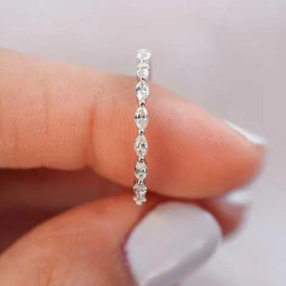 Gorgeous so Simple Shiny Marquise Diamond Ring Exquisite 925 Sterling Silver Nat