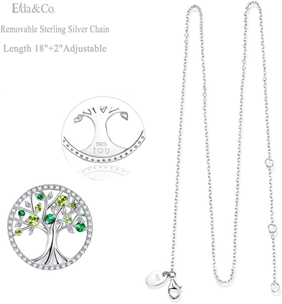 Tree of Life Necklace for Women 925 Sterling Silver with January March Birthston