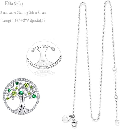 Tree of Life Necklace for Women 925 Sterling Silver with January March Birthston