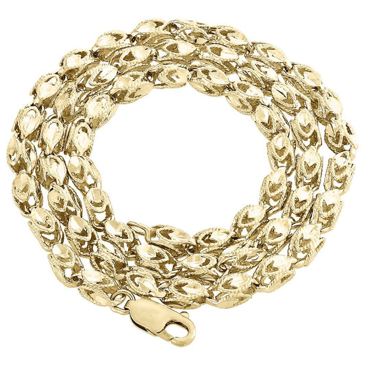 10K Yellow Gold 3D Turkish Rope Fancy Link 3.70Mm Chain Statement Necklace 26"