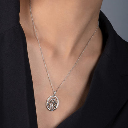 Parent and Child Family Necklace Pendant with Natural White round Diamonds 1/10