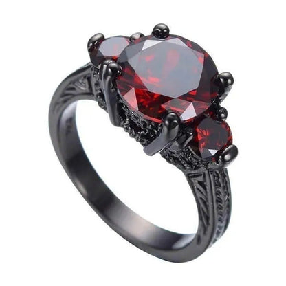 Fashion Jewelry Red Ruby Garnet CZ Wedding Ring for Women Size 5/6/7/8/9/10