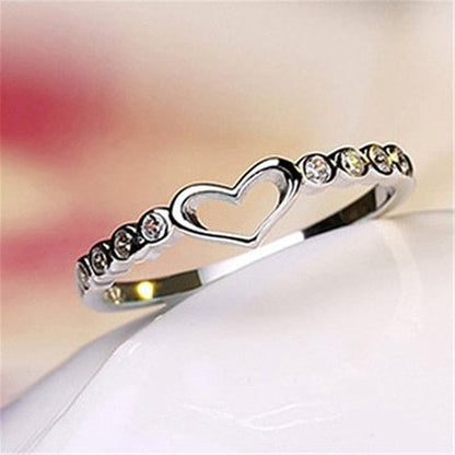 Women'S 925 Sterling Silver Blue Sapphire Ring CZ Gemstone Heart Ring
