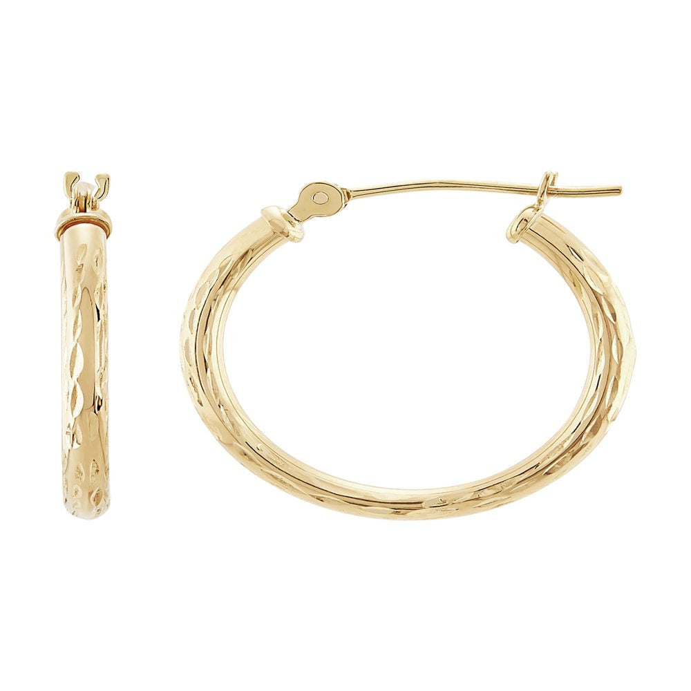 Brilliance Fine Jewelry 10K Yellow Gold Polished and Diamond-Cut round Tube Hoop
