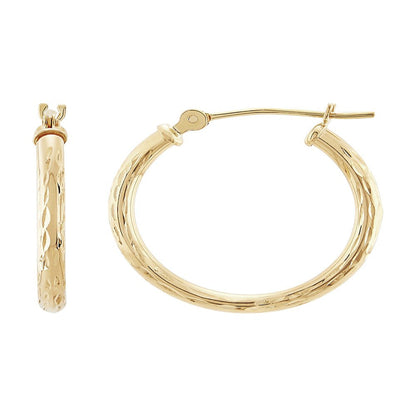 Brilliance Fine Jewelry 10K Yellow Gold Polished and Diamond-Cut round Tube Hoop