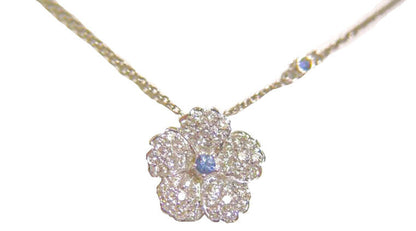 DIAMOND FLOWER PENDANT .90 CT AND BLUE SAPPHIRE .13 CT