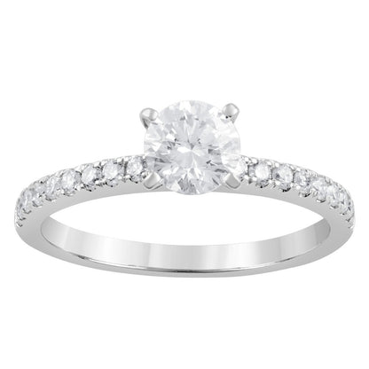 Unique Moments 1 Ct Lab Grown Diamond round Engagement Ring in 14K White Gold (G
