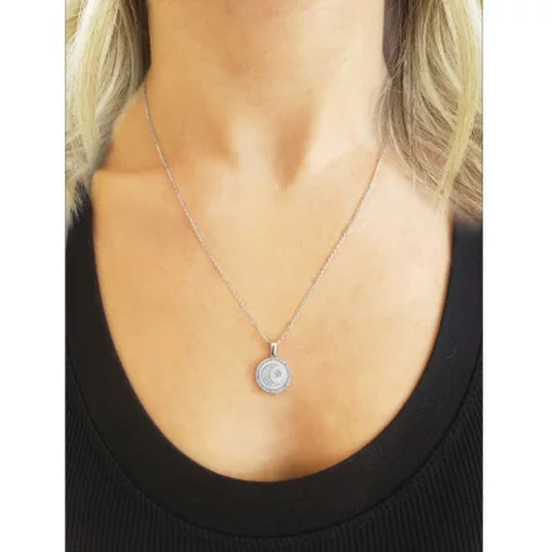 Moon & Star Charm Necklace and 0.16 CT. T.W. Diamonds in Sterling Silver