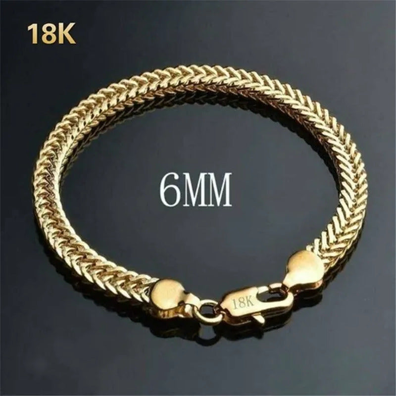 1/2/3Pcs 18K Solid Yellow Gold Bracelet Chain for Men Jewelry Women Jewelry 205M
