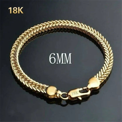 1/2/3Pcs 18K Solid Yellow Gold Bracelet Chain for Men Jewelry Women Jewelry 205M