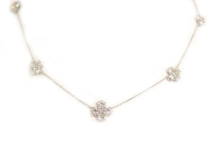 5 FLEURETTES 5 PRINCESS CUTS AND 20 HALF MOON DIAMOND NECKLACE 4.85 CT 18 K GOLD