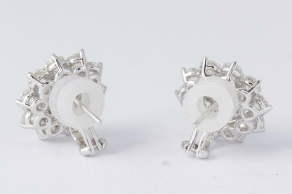 Unique Diamond Illusion 6.13 ct Stud Earrings with Halo Design