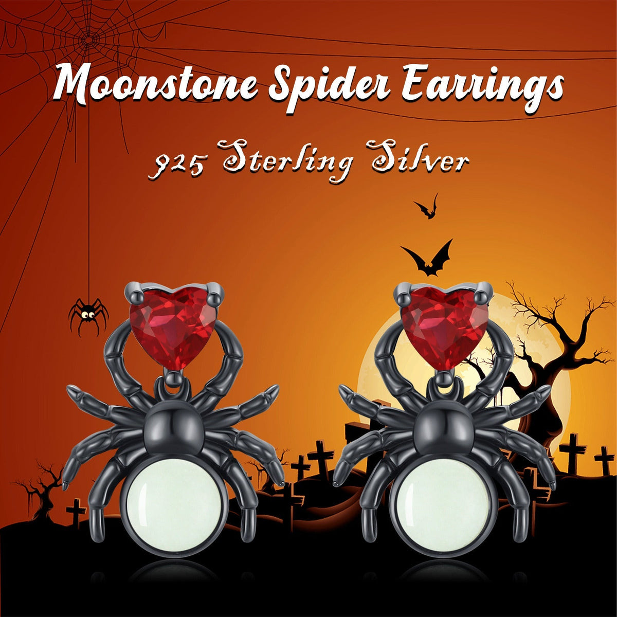 Spider Earrings 925 Sterling Silver Luminous Spider Stud Earrings for Women Glow