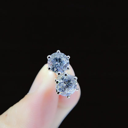 Six Nails Brilliant 0.3-2Carat/Each D Color VVS1 Moissanite Stud Earrings Solid