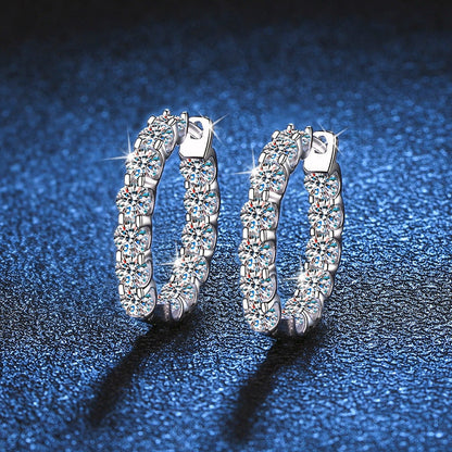 2.6Ct D Color Moissanite Earring 925 Sterling Sliver Plated White Gold Hoop