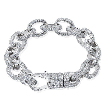 Men'S Oval Twist Large Button Bracelet